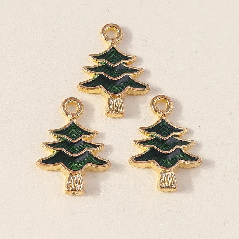 Kersthanger voor ketting of armband kerstboom rendier bel sneeuwpop hanger set - 10 stuks