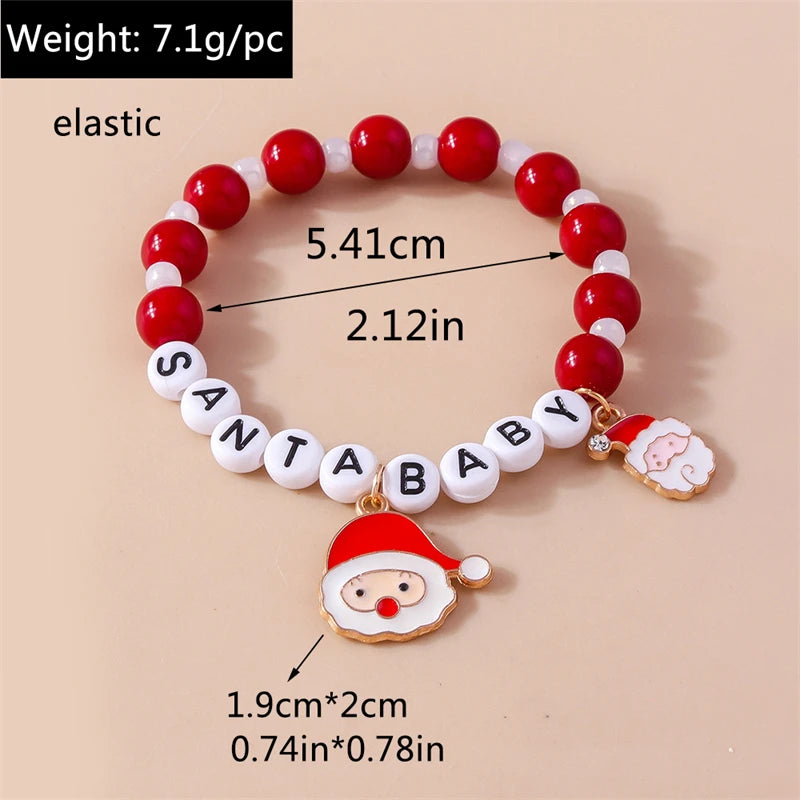 Kerst armband met kralen, rendier en kerstboom bedels voor dames