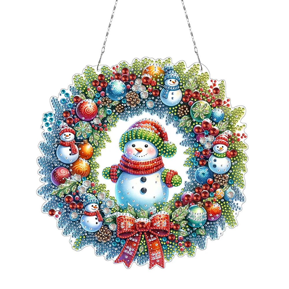 Diamond Painting Kerst krans acryl hanger met strass steentjes