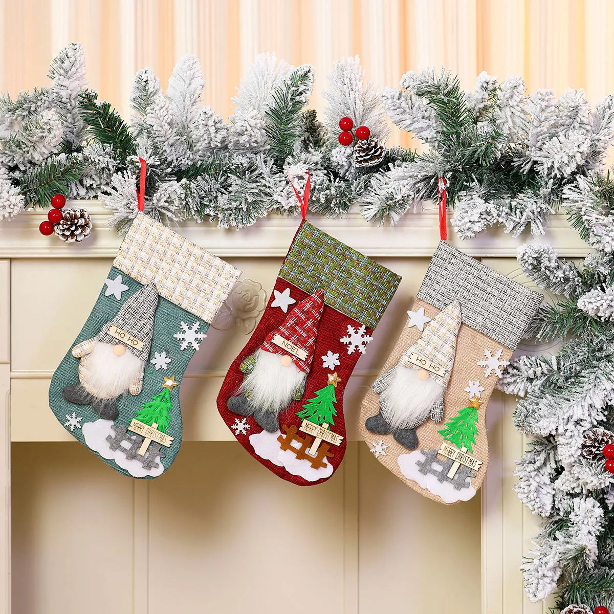 Kerstsok met Grote Capaciteit en Kerstman Pop – Sfeervolle Decoratie