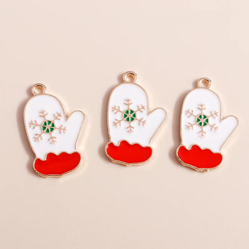 Kerst hangers mix sneeuwpop, Kerstman en meer emaille bedels voor sieraden - 10 stuks