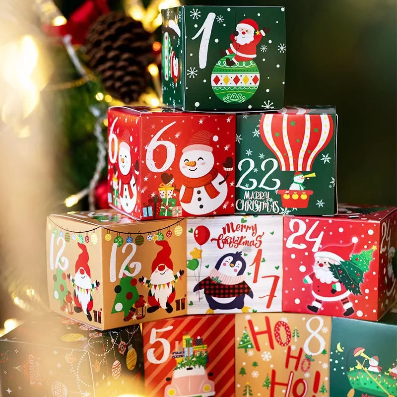 Kerst cadeauverpakking set van 24 advent doosjes voor aftelkalender
