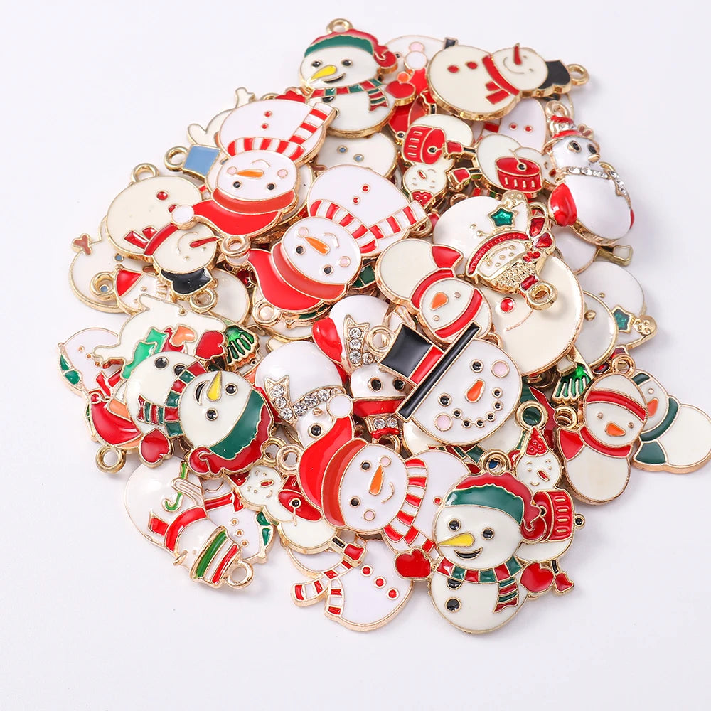 Kersthanger voor ketting of armband sneeuwpop emaille bedels 20 stuks