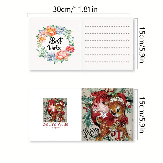 Diamond Painting Kerstkaarten set 6-delig met sneeuwpop thema