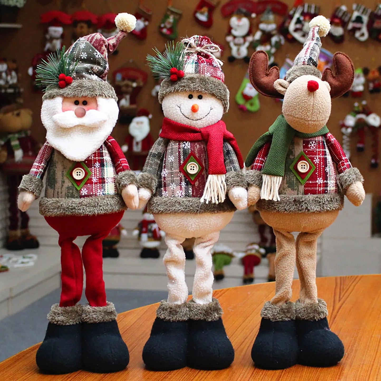 Kerst pop rendier sneeuwpop en kerstman decoratie set