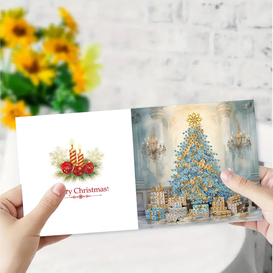 Diamond Painting Kerstkaarten Set - Sneeuwpop Thema (6 stuks)