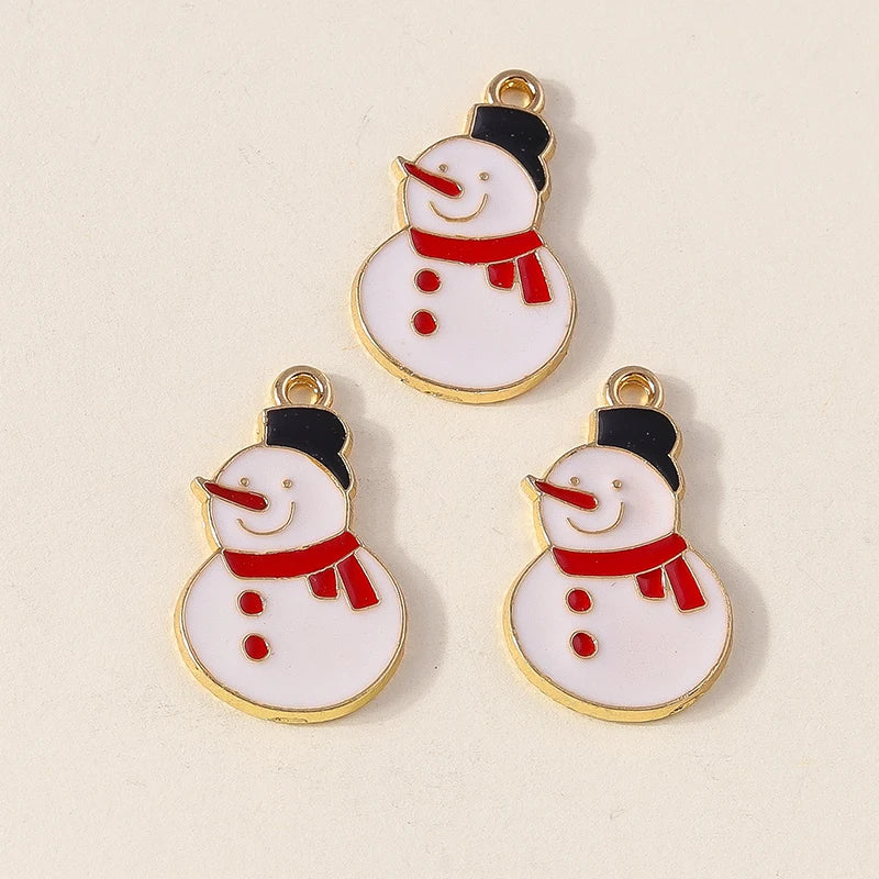 Kersthanger voor ketting of armband kerstboom rendier bel sneeuwpop hanger set - 10 stuks
