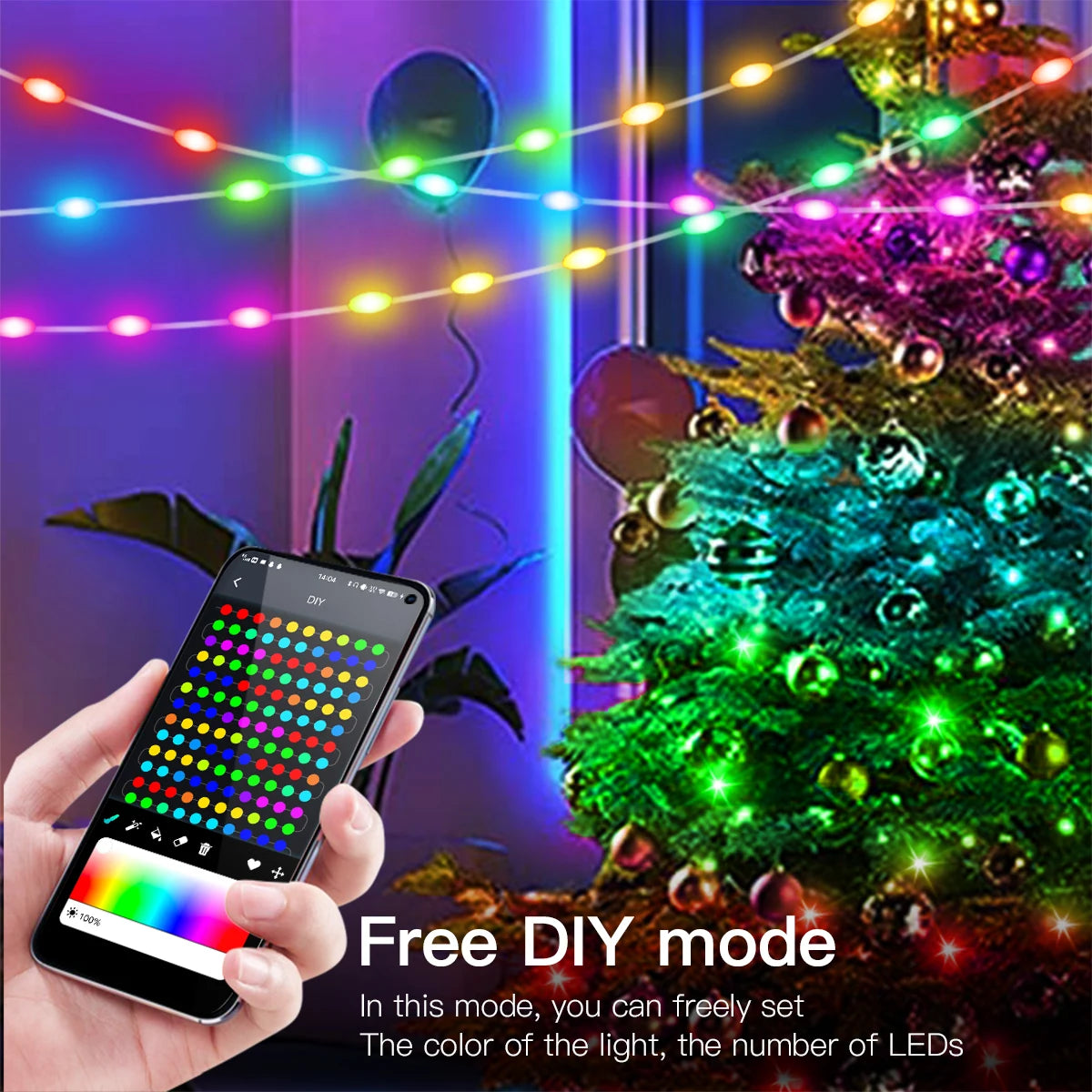 Slimme Kerstverlichting met Bluetooth – USB LED Sfeerverlichting RGBIC, IP65 Waterdicht, App Bediening (2M-20M)
