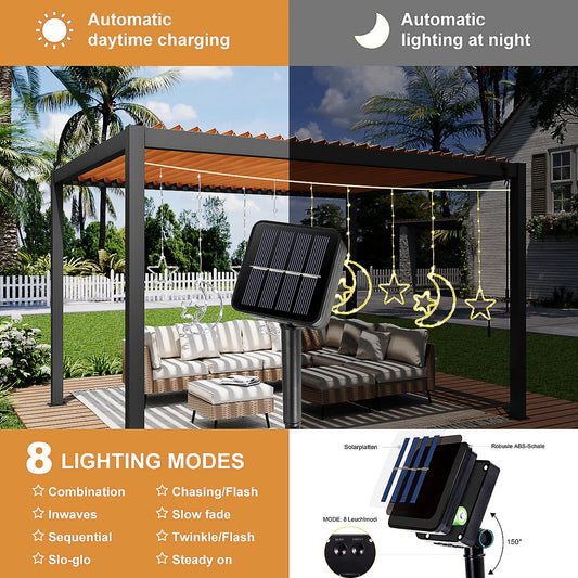 Kerst lichtgordijn LED maan en ster buitenverlichting op zonne-energie