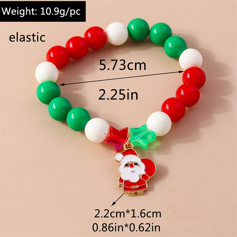 Kerst armband met kralen, rendier en kerstboom bedels voor dames