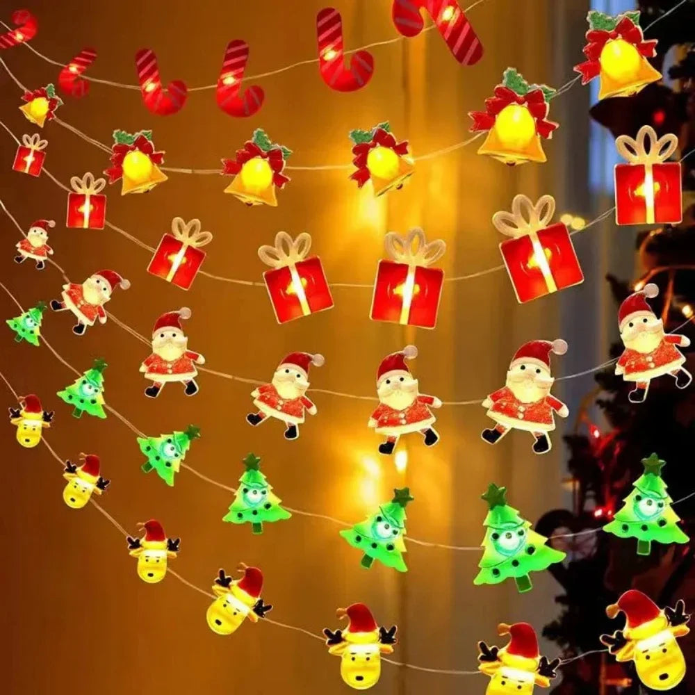 Verlichte Kerst slinger met Kerstman en Sneeuwpop LED lichtsnoer voor feestelijke decoratie