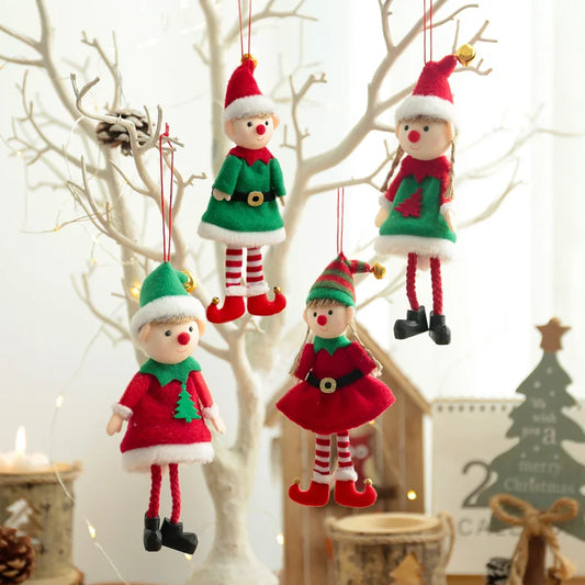 Kerst pop elf pluche decoratie voor boom en feestelijke aankleding