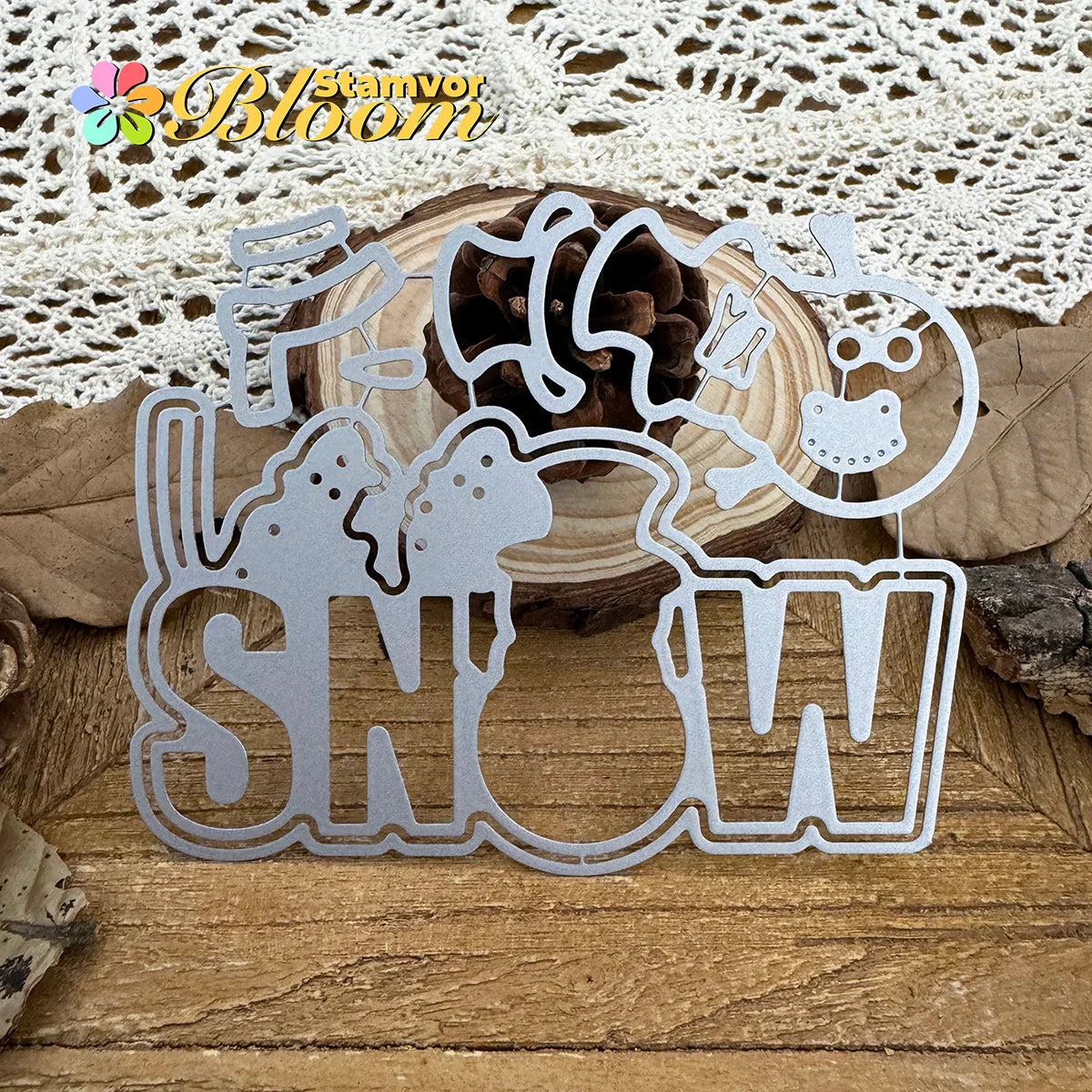Snijmal Winterse Sneeuwpop met Let It Snow Tekst voor Kaarten en Scrapbooking