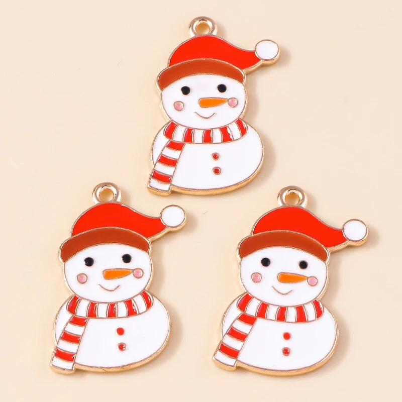 Kersthanger voor ketting of armband sneeuwpop emaille bedels 20 stuks