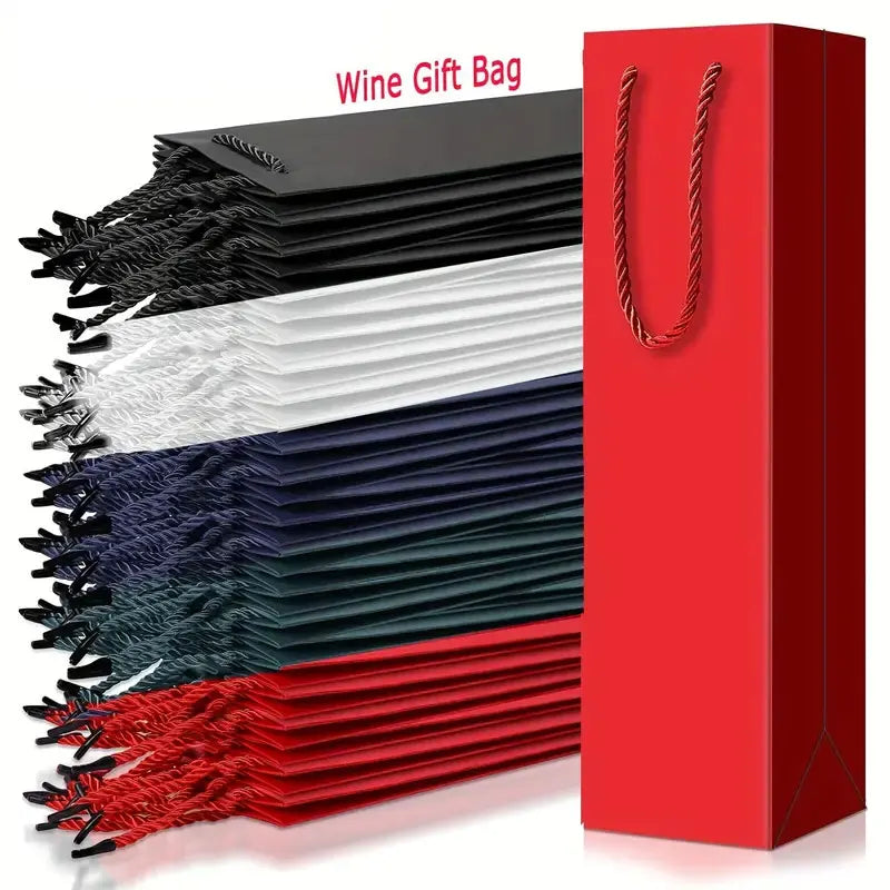 Kerst cadeauverpakking wijn cadeauzakjes met handvat en trekkoord