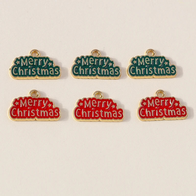 Kersthanger voor ketting of armband kerstboom rendier bel sneeuwpop hanger set - 10 stuks