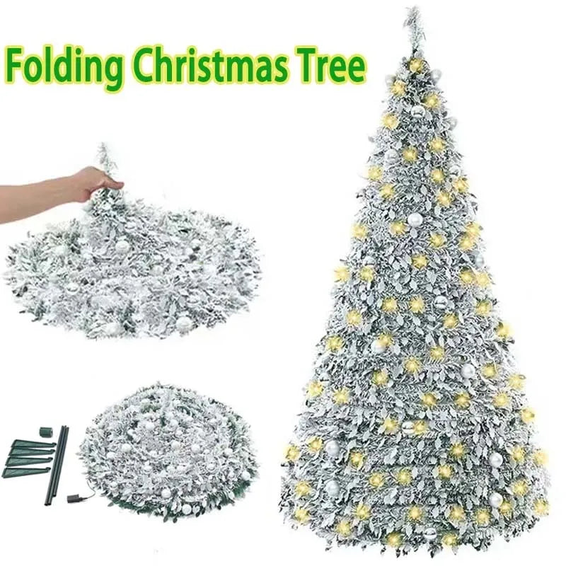 Opvouwbare Kerstboom met Verlichting – 150/180/210CM – Inclusief Standaard