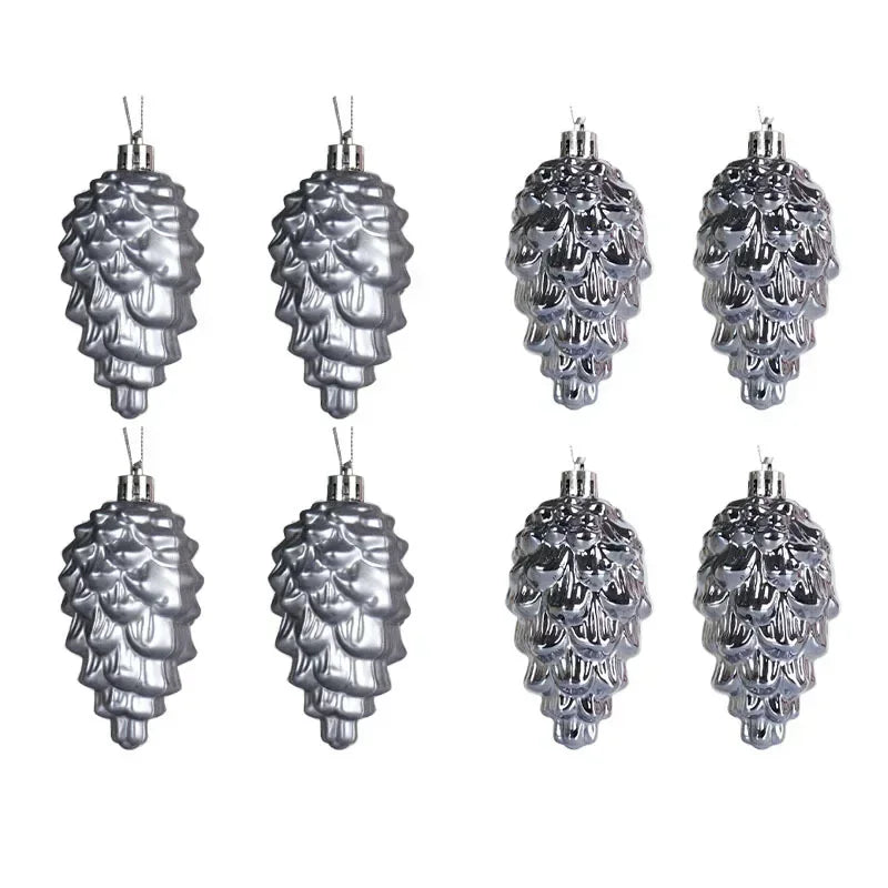Set kersthangers 8 stuks – matte & glanzende kerstballen in de vorm van dennenappels
