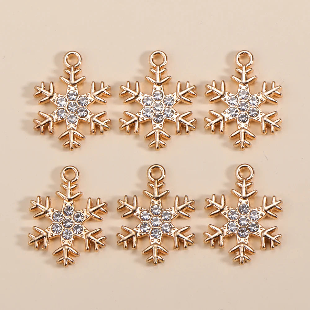 Kerst hanger sneeuwvlok charme met parel en zirkonia – 10 stuks - diverse kleuren en opties