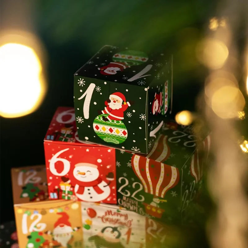 Kerst cadeauverpakking set van 24 advent doosjes voor aftelkalender