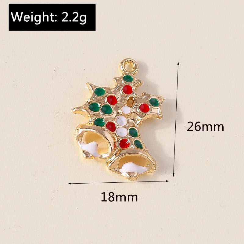 Kersthanger voor ketting of armband kerstboom rendier bel sneeuwpop hanger set - 10 stuks