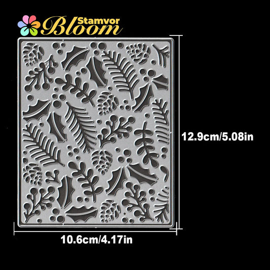 Snijmal Kersttakken Dennenbladeren Vierkant Frame voor Scrapbooking