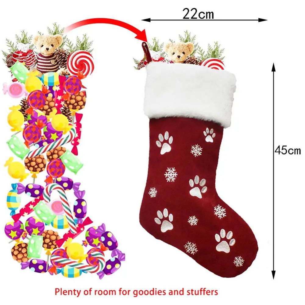 Kerstsok met hond en kat pootjes – Luxe kerstboomdecoratie