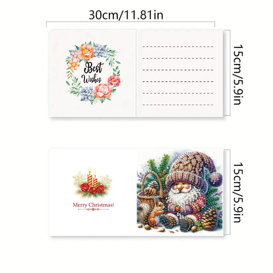 Diamond Painting Kerstkaarten set – 6 stuks kerst en nieuwjaar knutselkaarten
