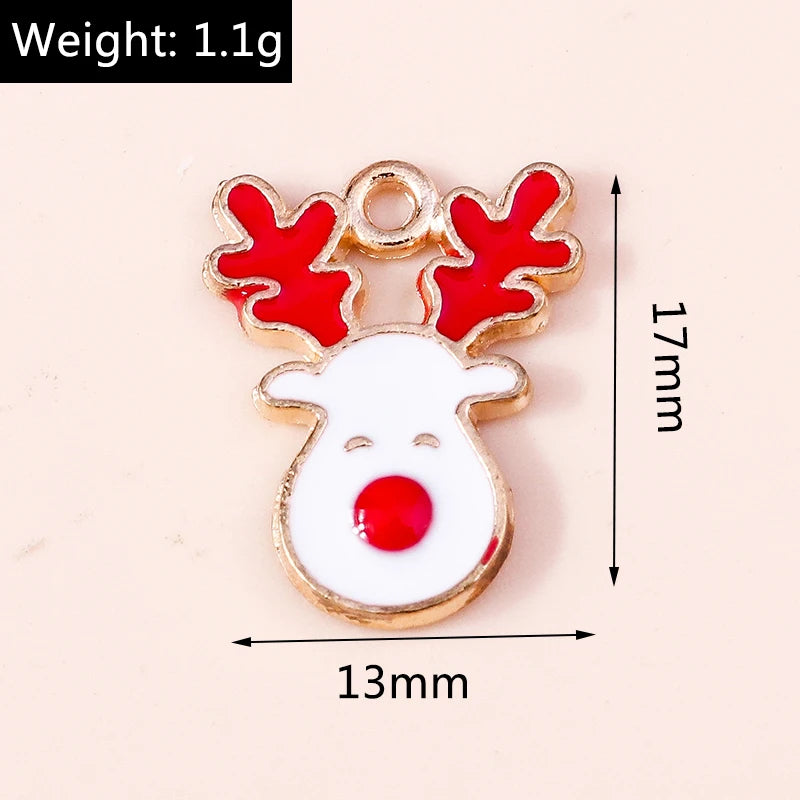 Kerst hangers rendier emaille bedels dieren voor sieraden en decoratie - 20 stuks