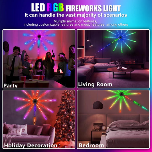 Slimme Kerstverlichting - Dynamische Vuurwerk LED Lichtstrips met Muzieksynchronisatie, RGB, Bluetooth & Afstandsbediening - 180 LEDs