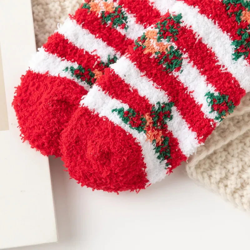 Kerstsokken warme zachte fleece met rendier en sneeuwvlok design – 5 paar