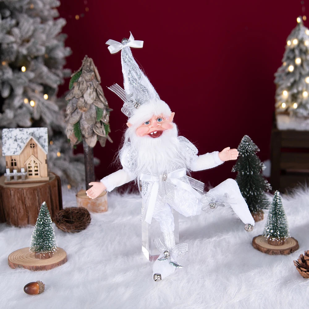 Kerst pop elf met krans – feestelijke pluche hanger voor decoratie