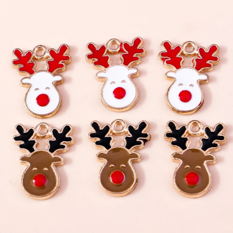 Kerst hangers rendier emaille bedels dieren voor sieraden en decoratie - 20 stuks