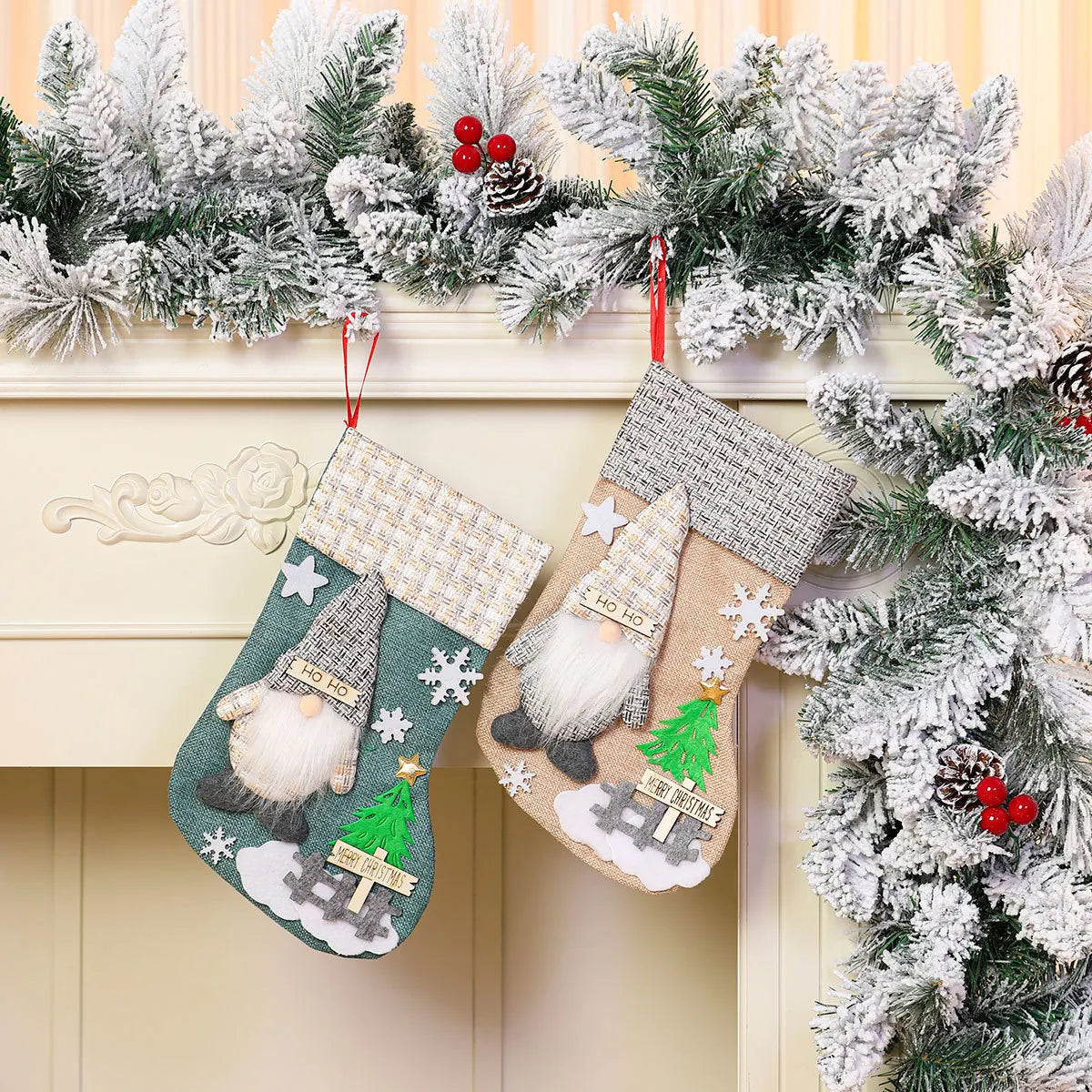 Kerstsok met Grote Capaciteit en Kerstman Pop – Sfeervolle Decoratie