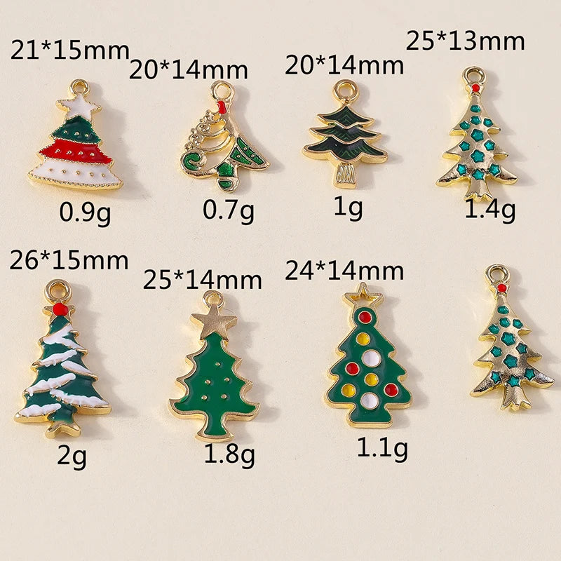 Kersthanger voor ketting of armband kerstboom rendier bel sneeuwpop hanger set - 10 stuks
