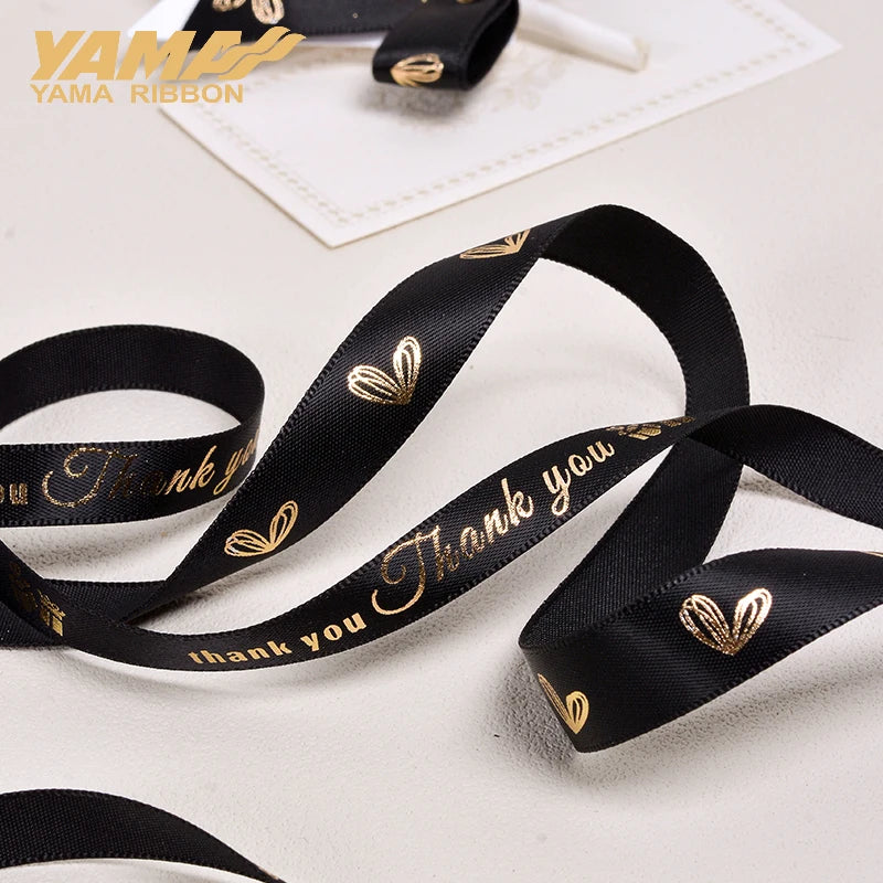 Kerst cadeau lint goud hartjes print – 10 yards luxe feestelijk lint