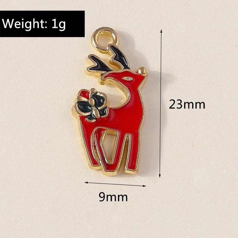 Kersthanger voor ketting of armband kerstboom rendier bel sneeuwpop hanger set - 10 stuks