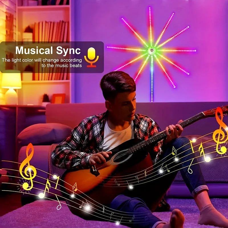 Slimme Kerstverlichting - Dynamische Vuurwerk LED Lichtstrips met Muzieksynchronisatie, RGB, Bluetooth & Afstandsbediening - 180 LEDs