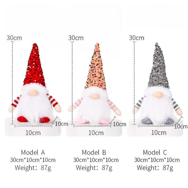 Kerst pop met glittermuts en zachte pluche knuffel met verlichting