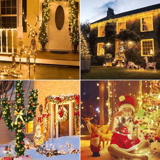 Solar Kerstverlichting multicolor buiten – koperkleurige draad met 8 lichtstanden