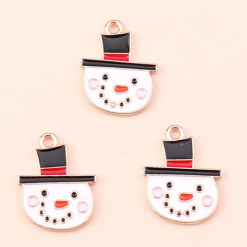 Kerst hangers mix sneeuwpop, Kerstman en meer emaille bedels voor sieraden - 10 stuks