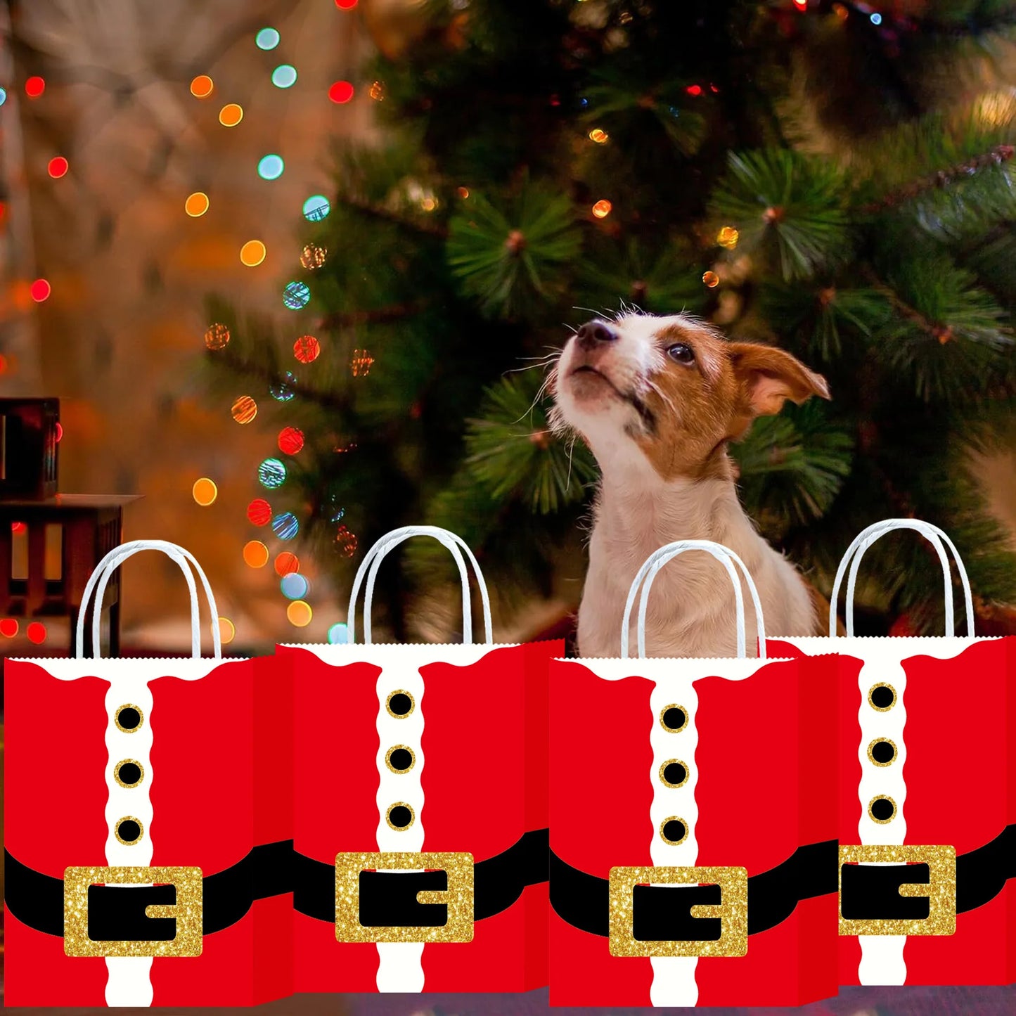 Kerst cadeauverpakking rode kerstman papieren tassen voor feest en geschenken