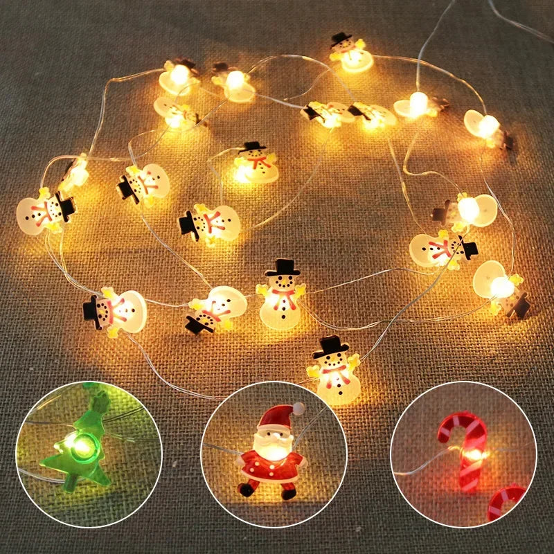 Verlichte Kerst slinger met Kerstman en Sneeuwpop LED lichtsnoer voor feestelijke decoratie