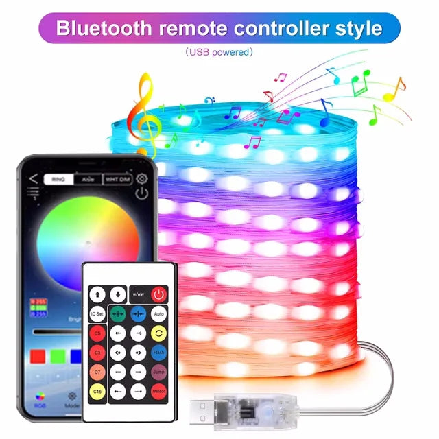Slimme Kerstverlichting met Bluetooth & App – Waterproof LED Lichtsnoer voor Binnen & Buiten – USB RGBIC – 2M tot 40M – Feest, Tuin, Kerstboom, Bruiloft