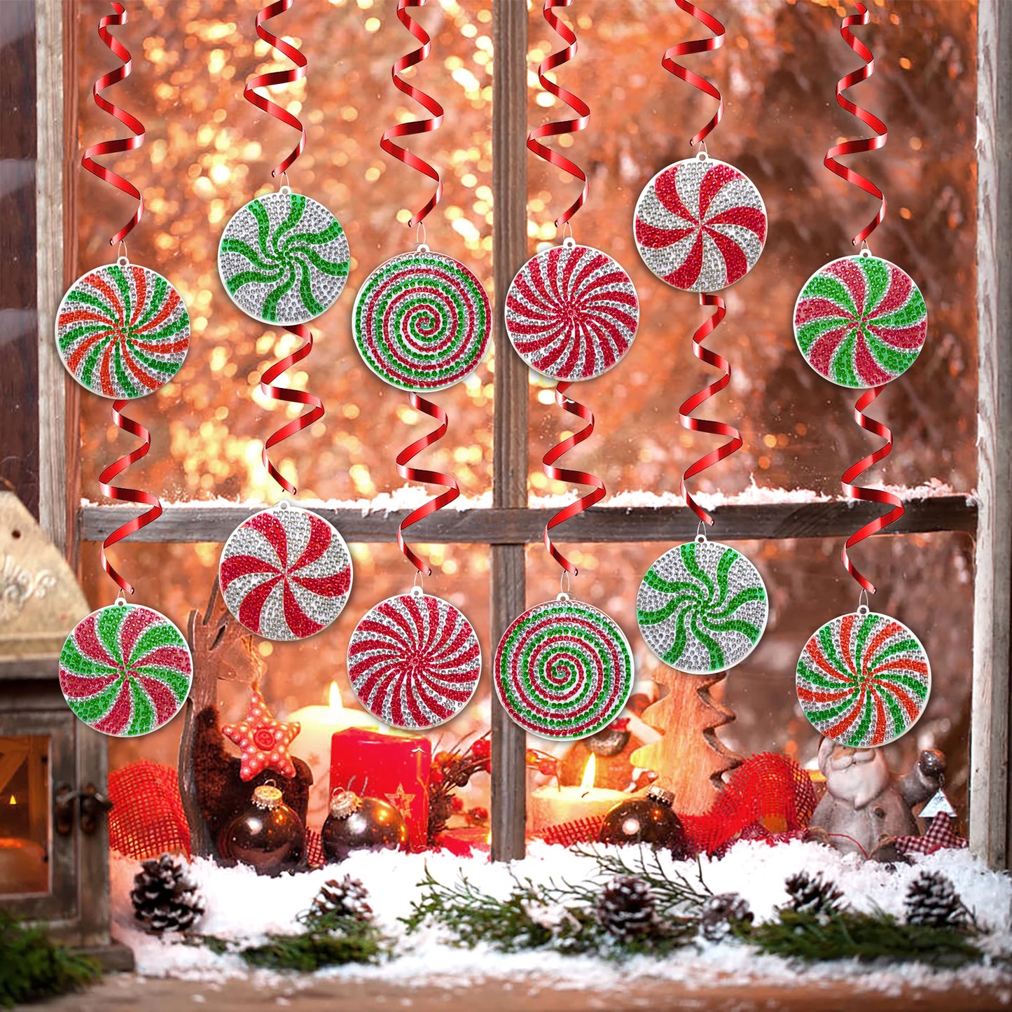 Diamond Painting Kersthangers Acryl Set van 12 Stuks – Feestelijke Decoratie - XZ002