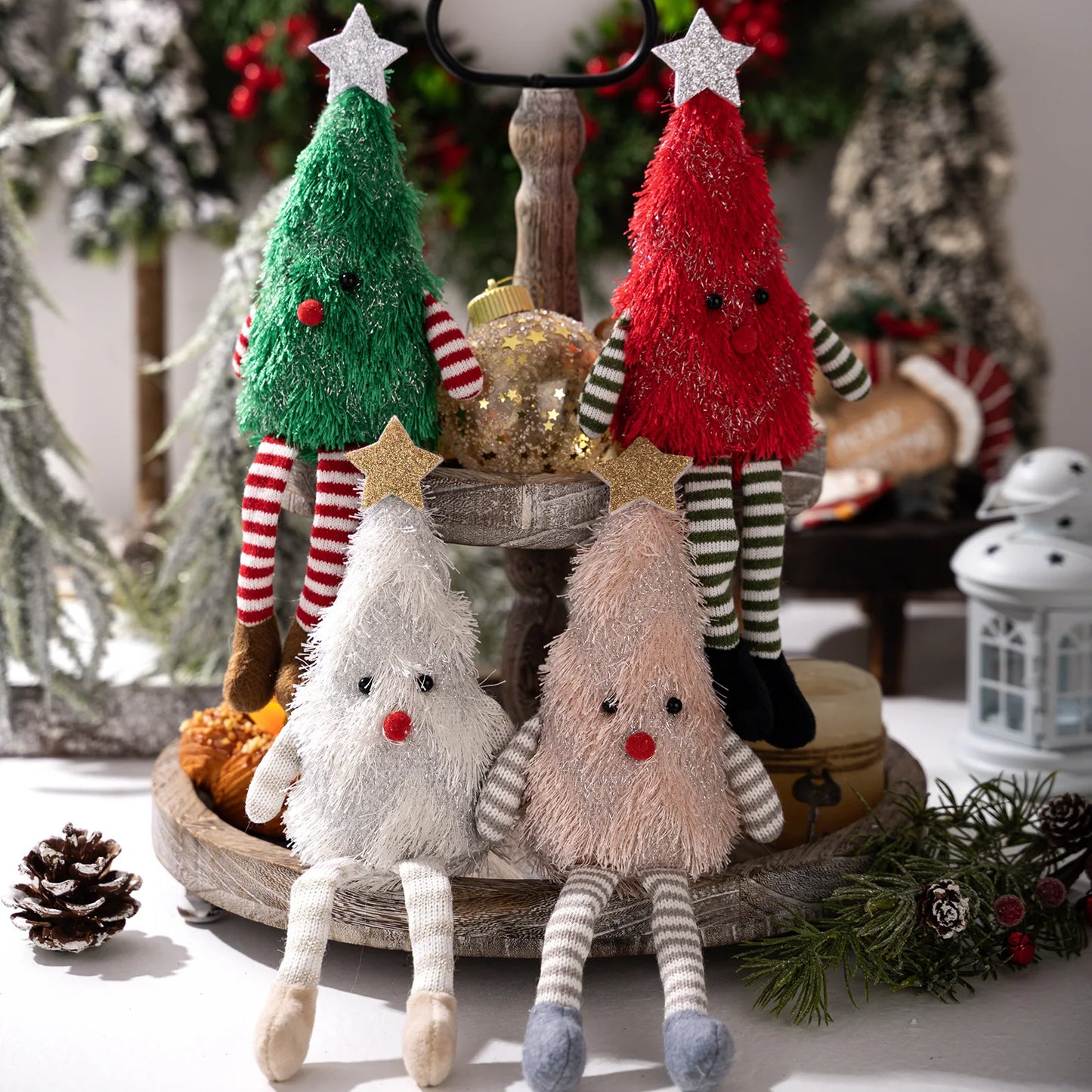 Kerst knuffel kerstboom pop langbenig pluche ornament