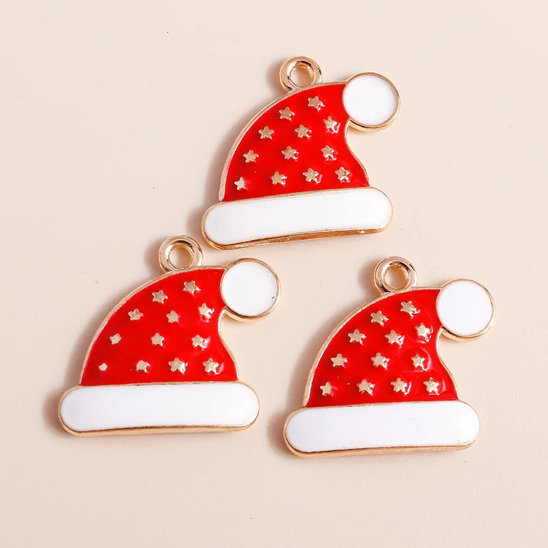Kerst hangers mix sneeuwpop, Kerstman en meer emaille bedels voor sieraden - 10 stuks