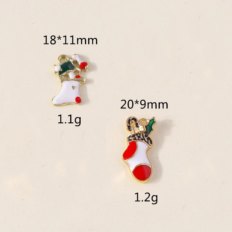 Kersthanger voor ketting of armband kerstboom rendier bel sneeuwpop hanger set - 10 stuks
