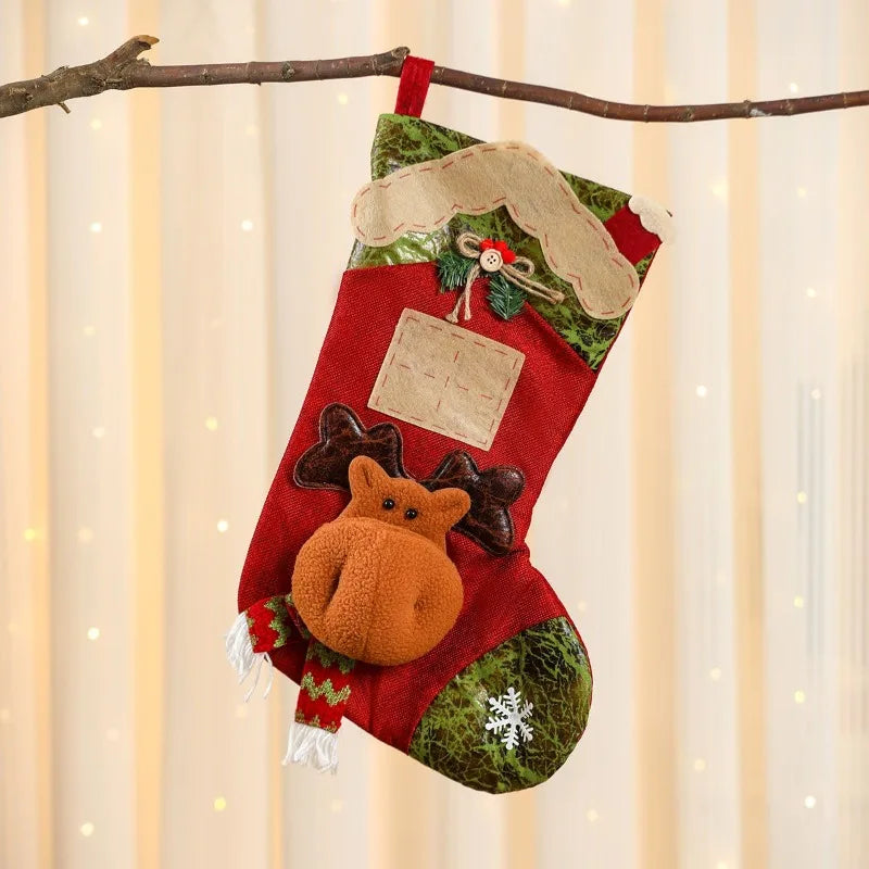 Kerstsokken Cartoon Decoratie met Pop - Snoepzak