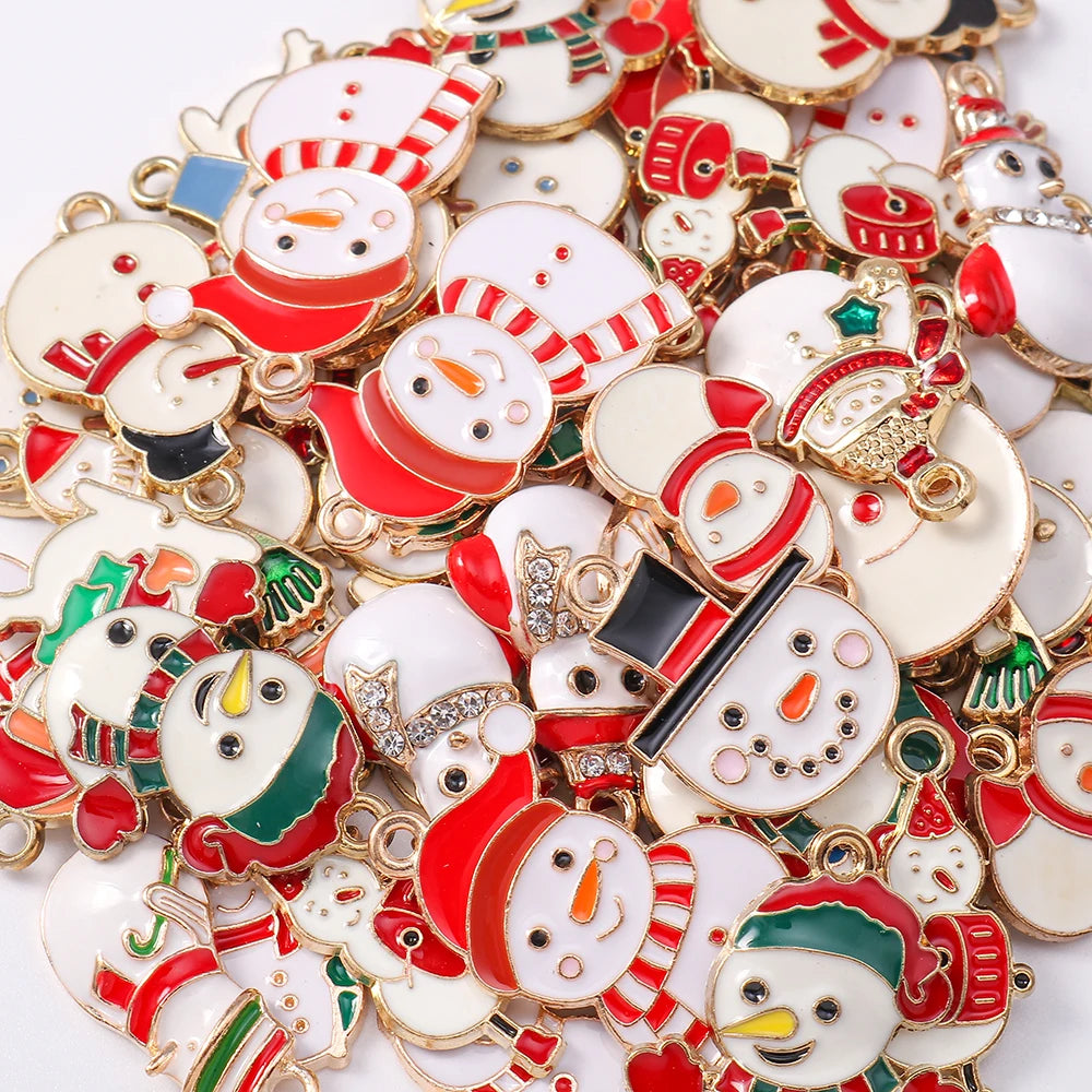 Kersthanger voor ketting of armband sneeuwpop emaille bedels 20 stuks